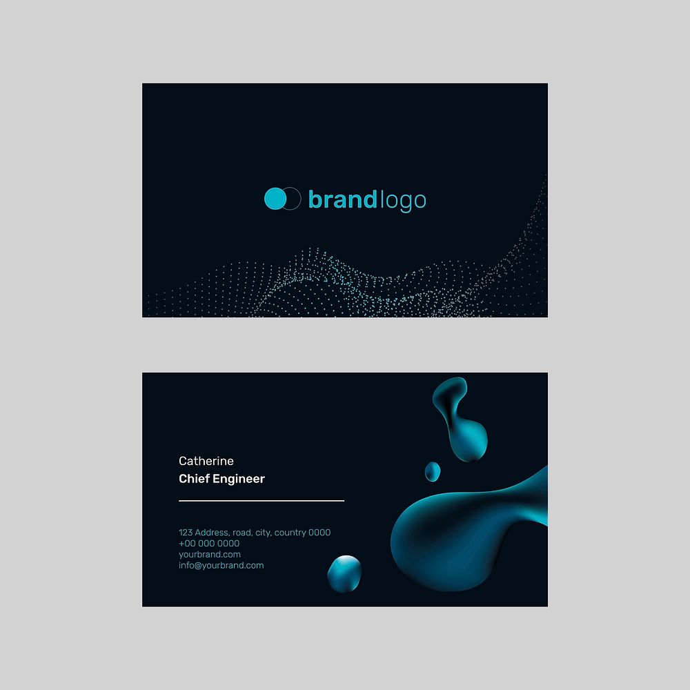 Technology name card template vector black background