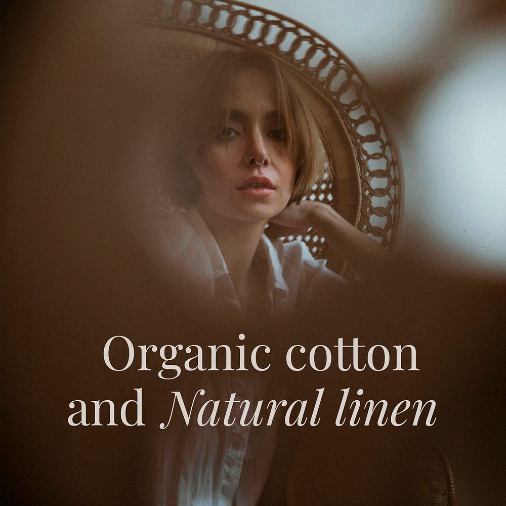 Vintage fashion editable template vector organic cotton and natural linen