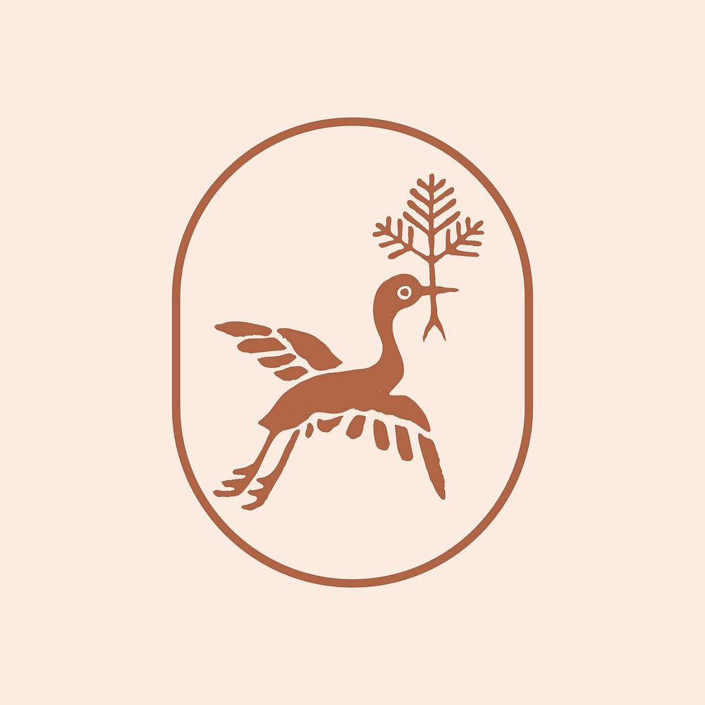 Japanese bird sticker vector illustration 