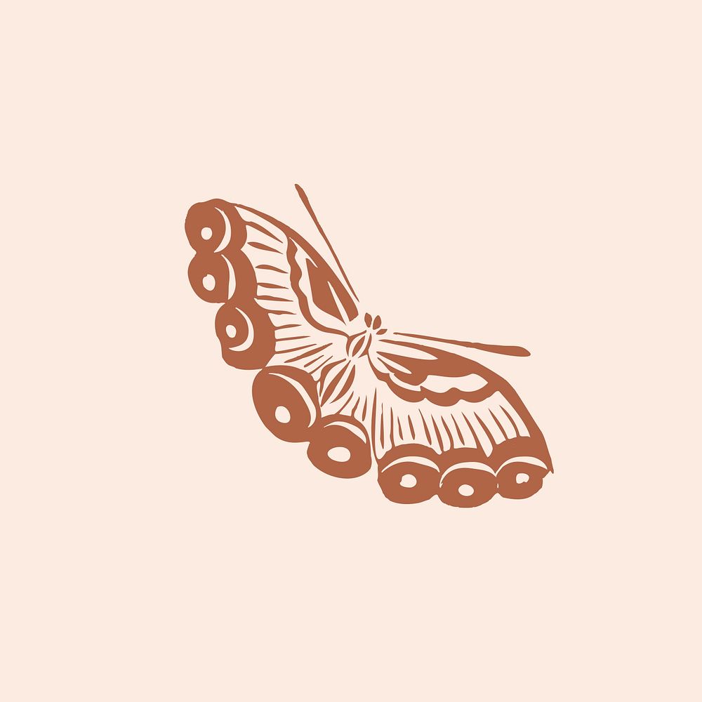 Vintage brown butterfly vector illustration