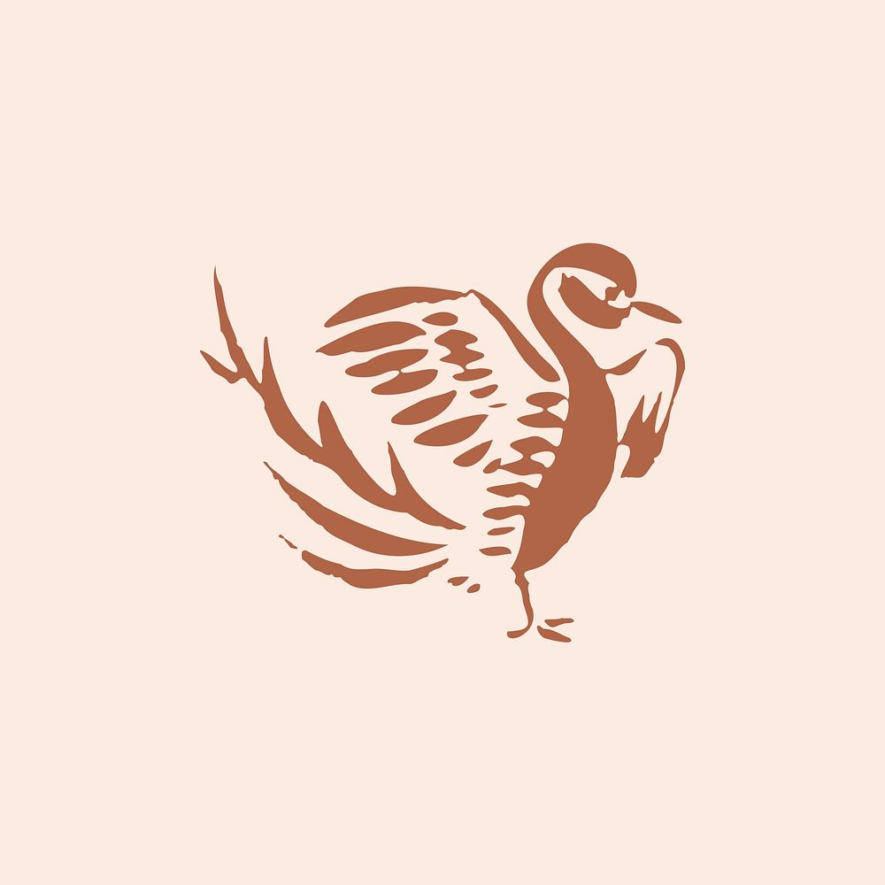 Japanese bird icon psd brown illustration