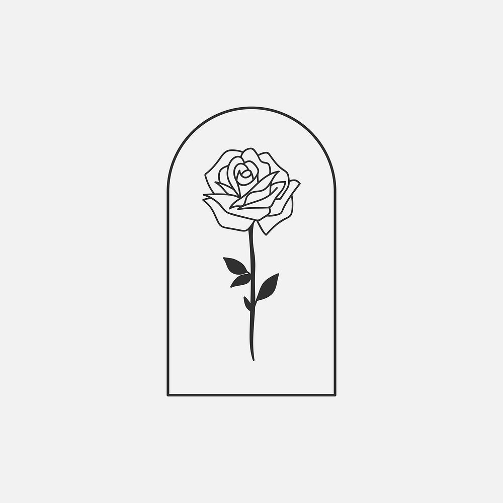 Black rose sticker vector illustration