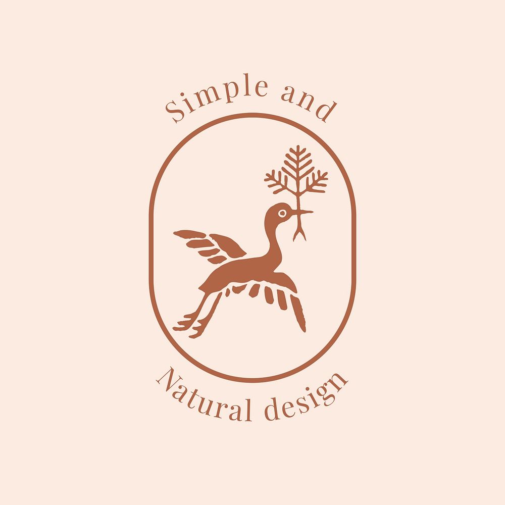 Natural bird logo psd template for organic brands in earth tone