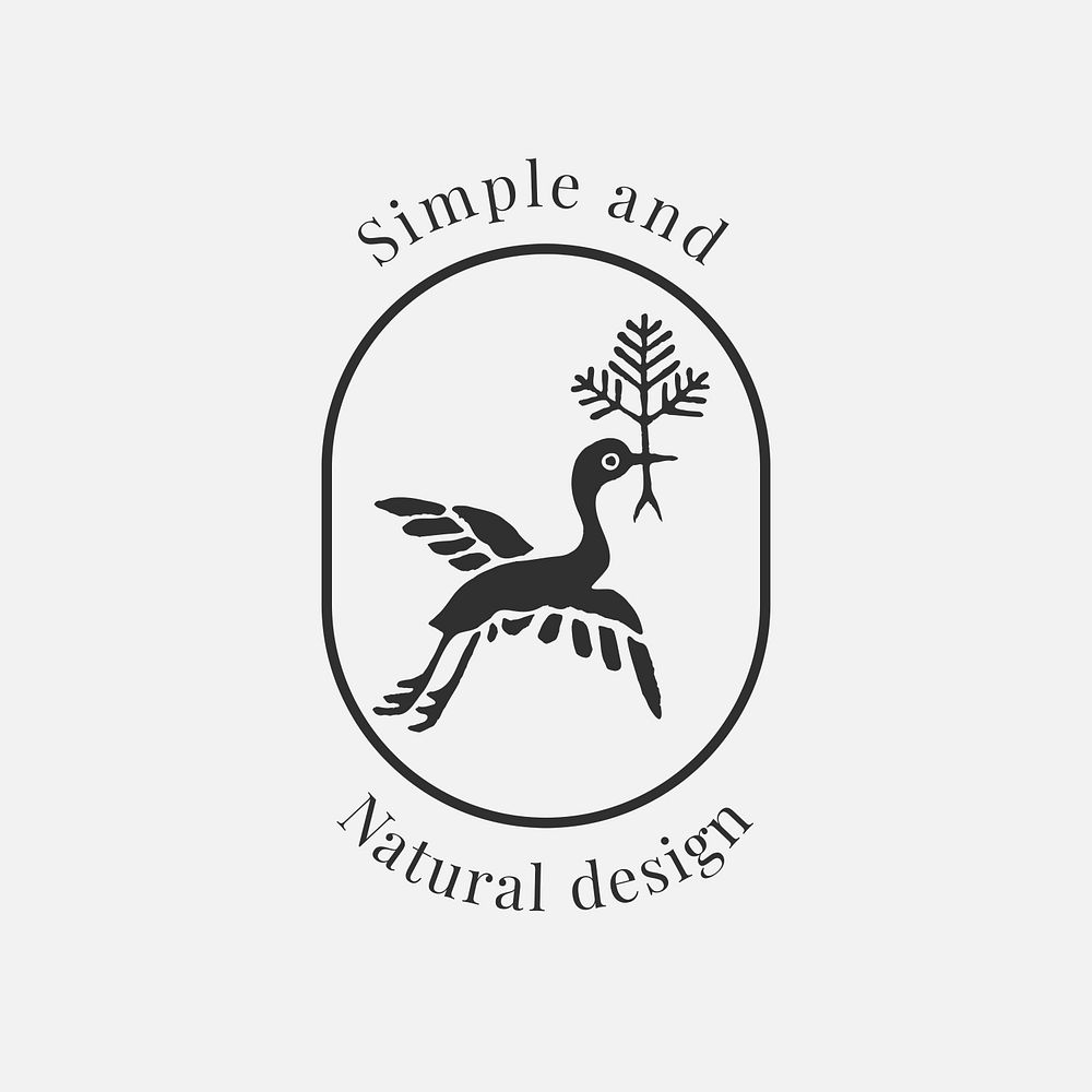 Natural bird logo psd template for organic brands in black