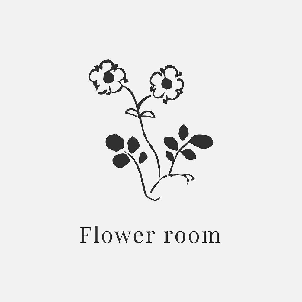 Classic flower logo vector template for branding in black