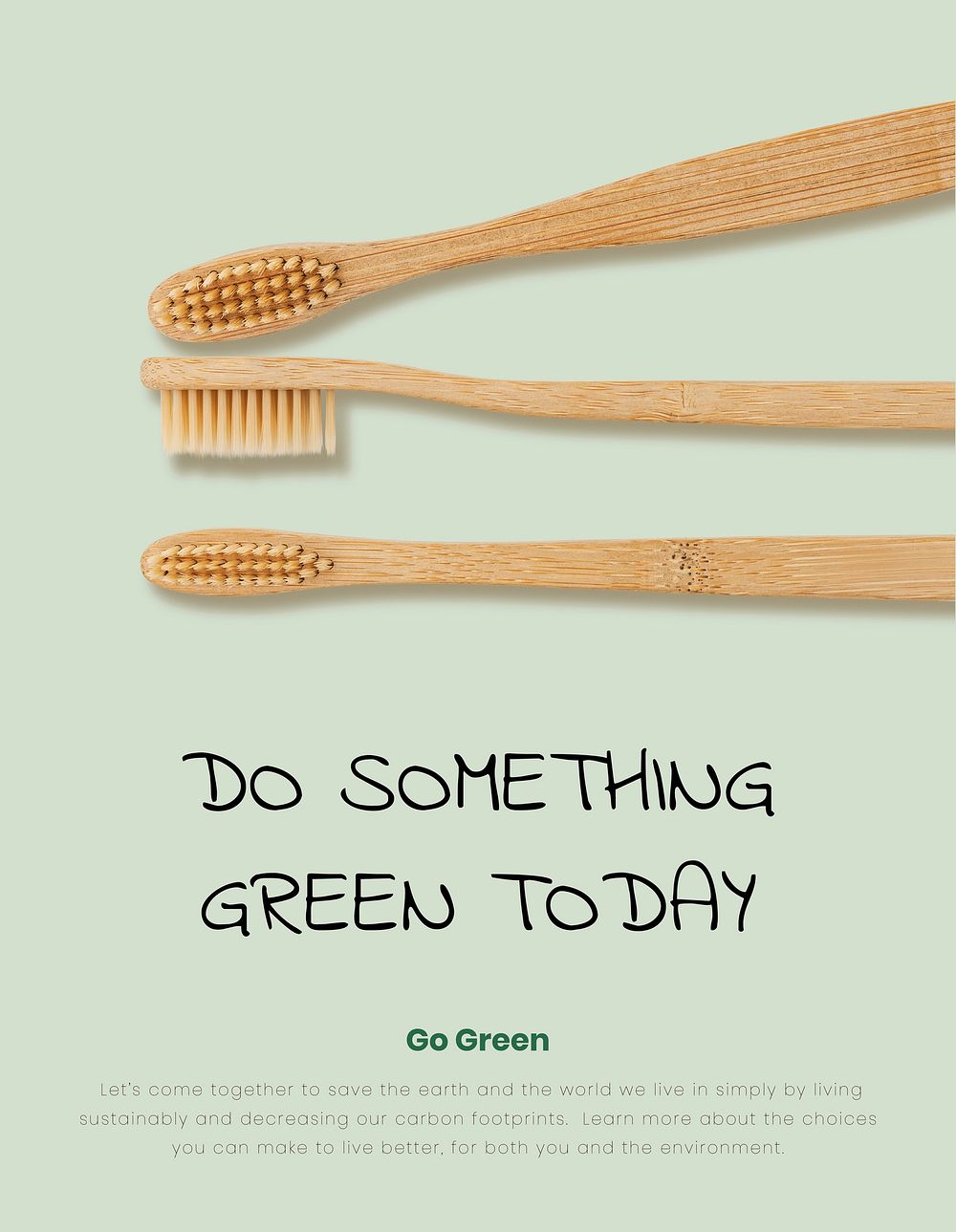 Bamboo toothbrushes poster template vector earth friendly living
