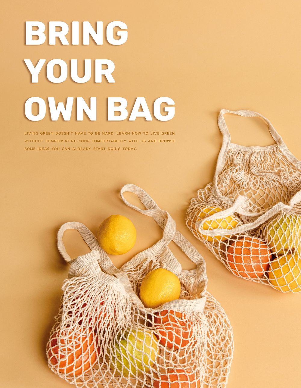 Bring your own bag template vector poster to loving the earth