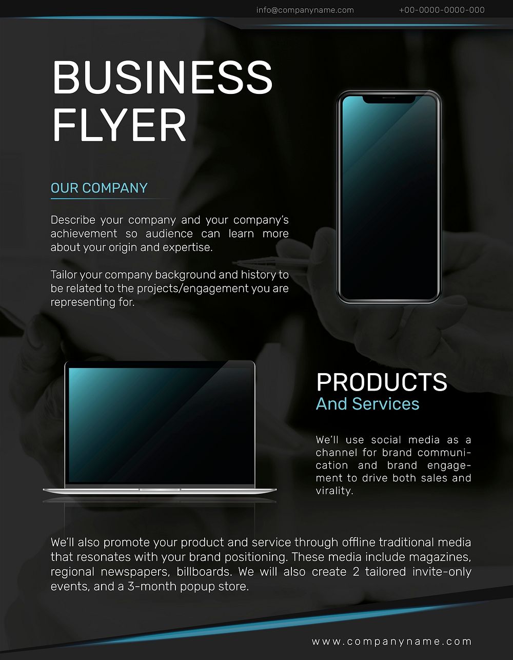 Professional business flyer template psd black modern design