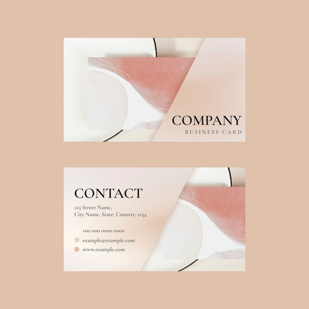 Business card template vector in beige for beauty brand in feminine theme 