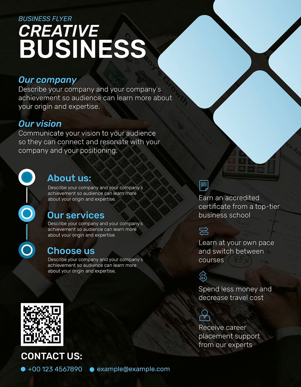 Blue business flyer template psd in modern design