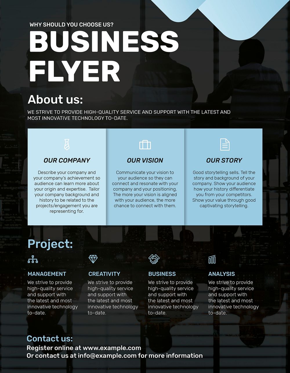 Black business flyer template psd in modern design