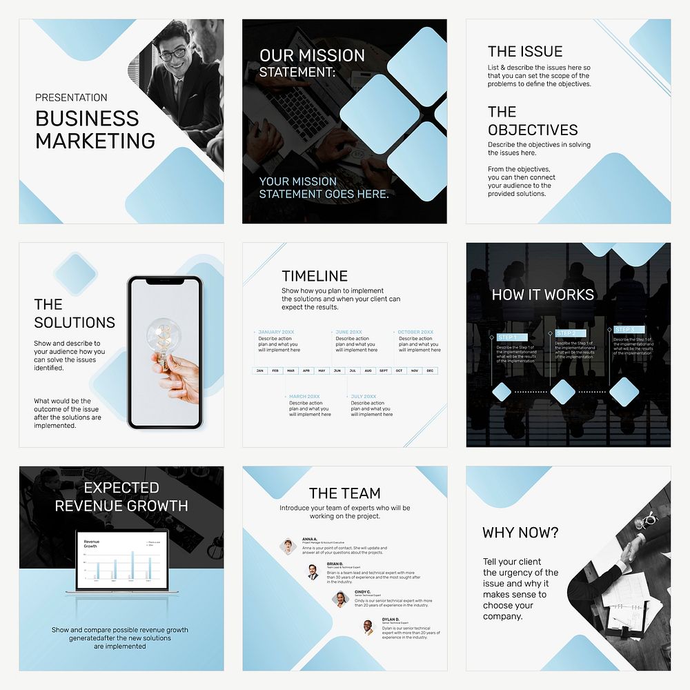 Editable business templates vector for social media compatible with AI