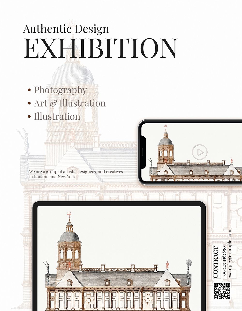 Art exhibition flyer template psd editable design in simple theme