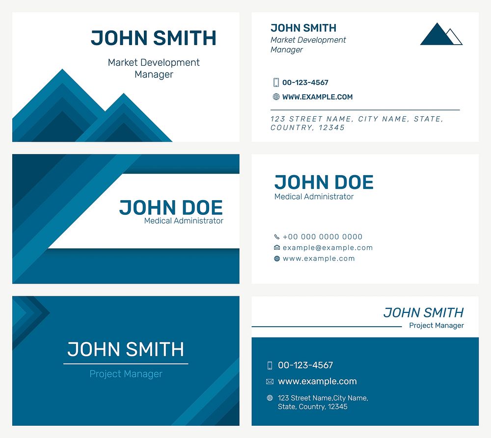 Modern business card template vector in blue collection