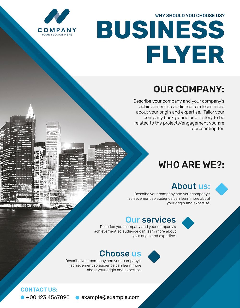 Blue business flyer template psd in modern design