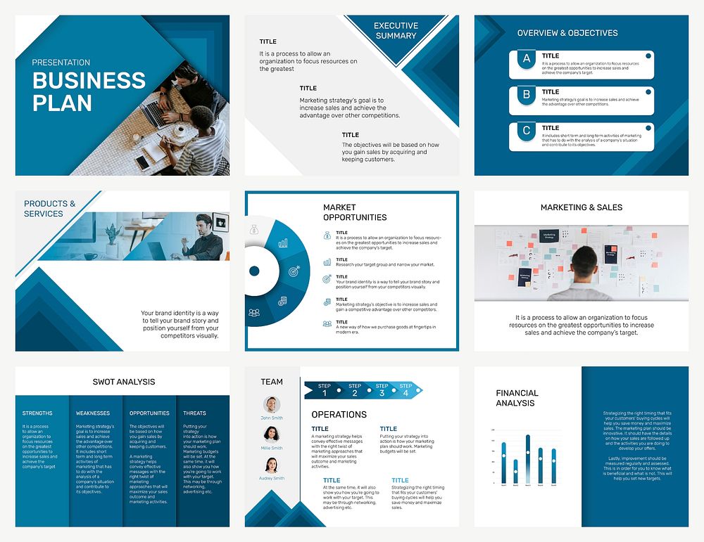 Editable business presentation template vector in modern design set