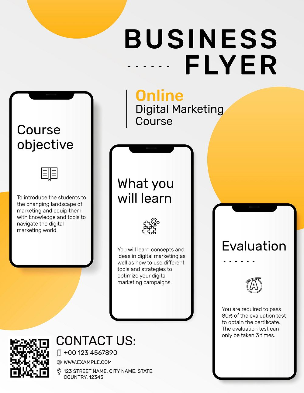 Editable business flyer template vector with mobile screen mockups