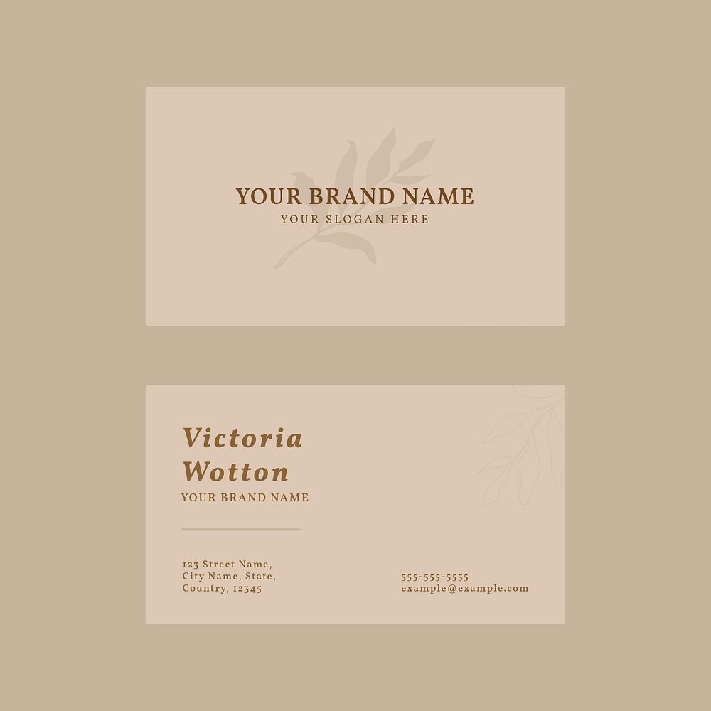 Business card template vector in pastel pink