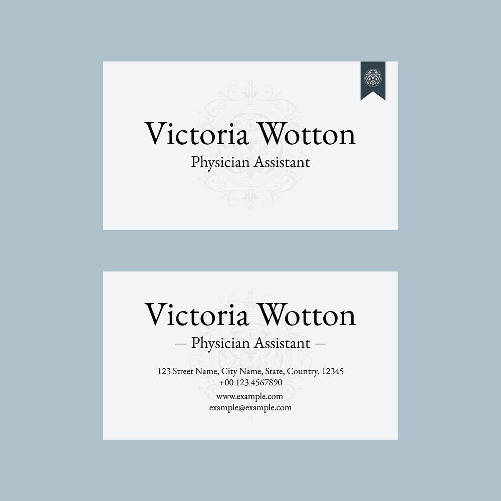 Classy business card template vector with vintage ornaments