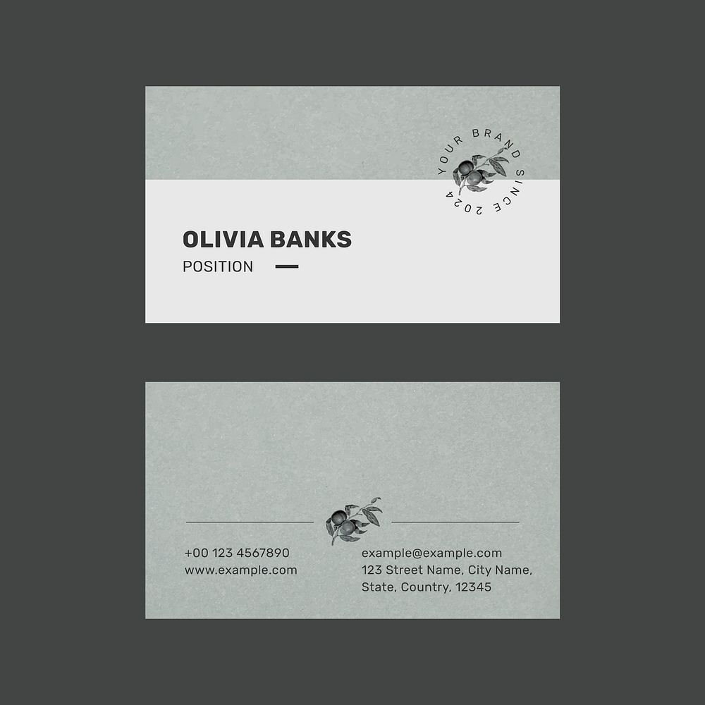 Editable business card template vector in minimal botanical design