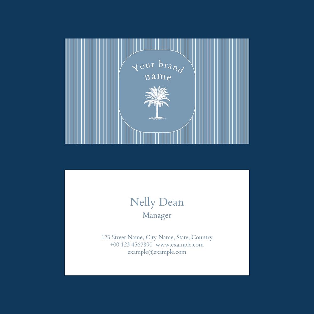 Summer business card template vector with tropical background