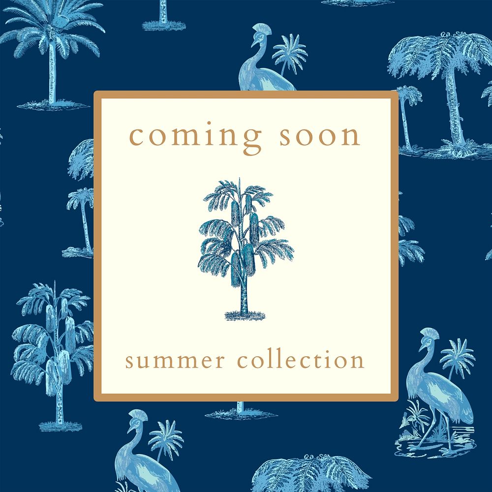 Summer collection ad template vector with tropical background 