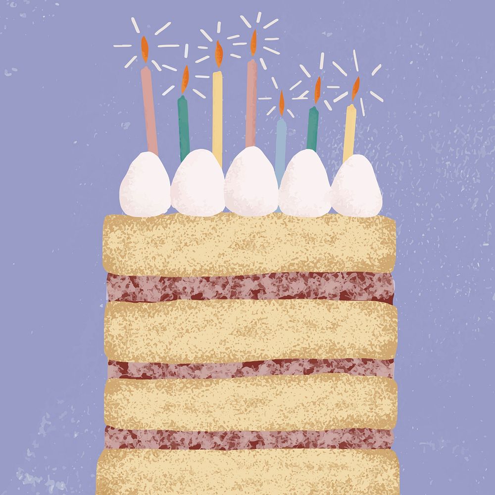 Birthday cake background psd in purple tone
