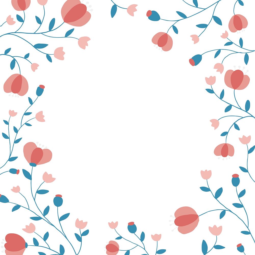 Colorful floral frame vector on white background