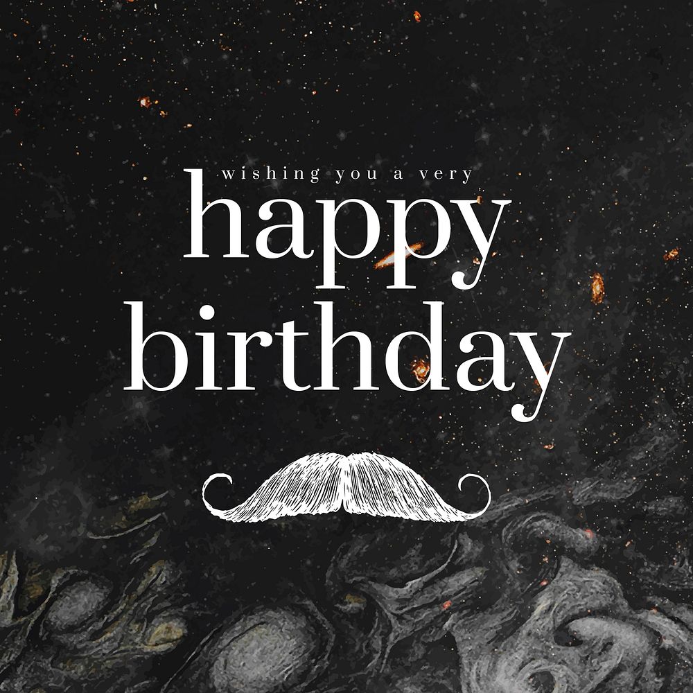 Gentleman birthday greeting template vector with mustache illustration