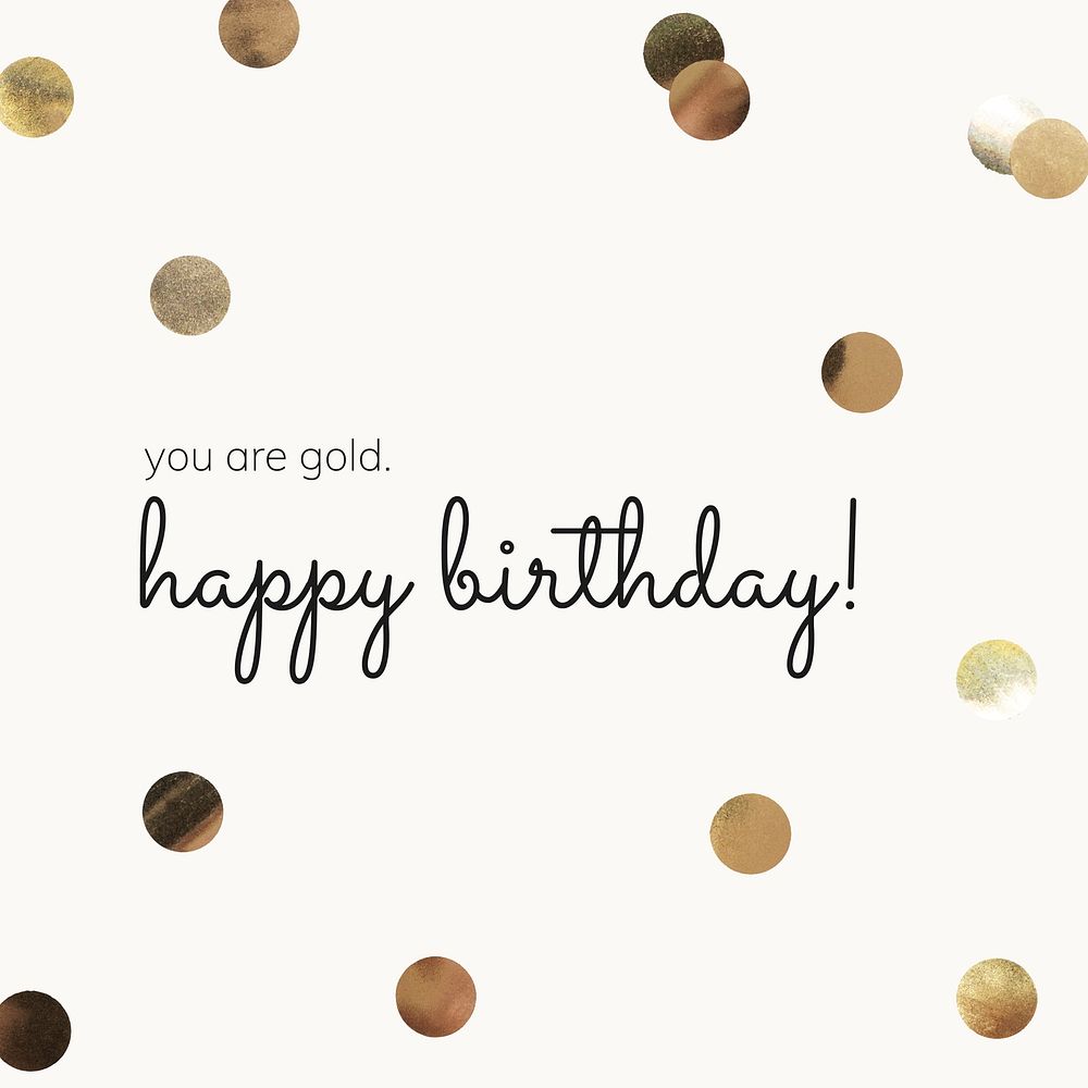 Gold birthday greeting template vector with beige background