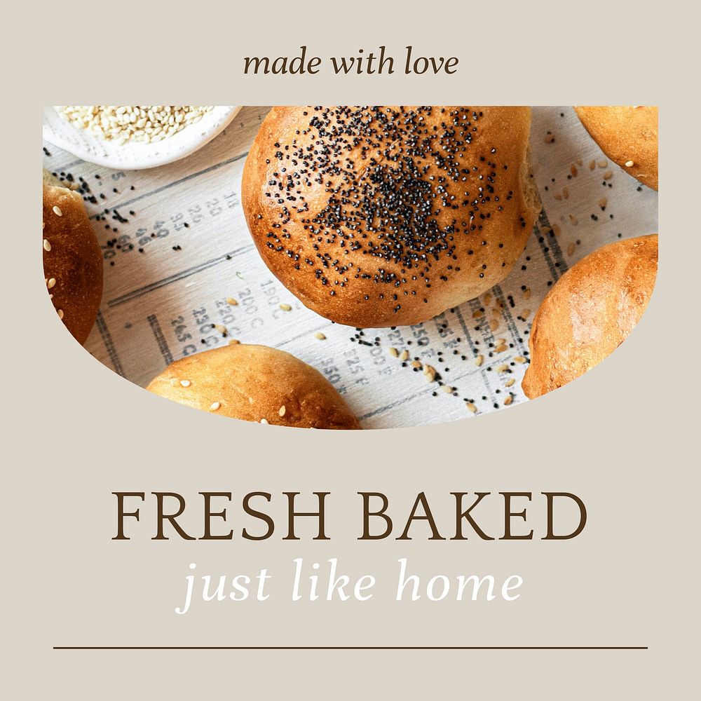 Fresh baked vector ig post template for bakery and cafe marketing