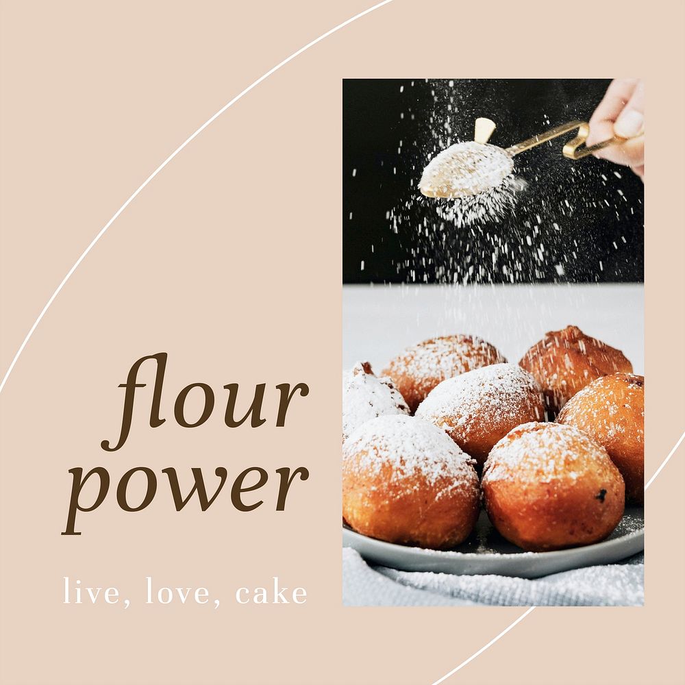 Flour powder vector ig post template for bakery and cafe marketing