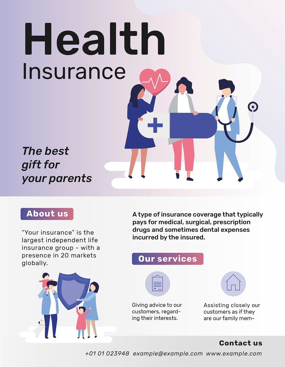 Health insurance template psd for flyer