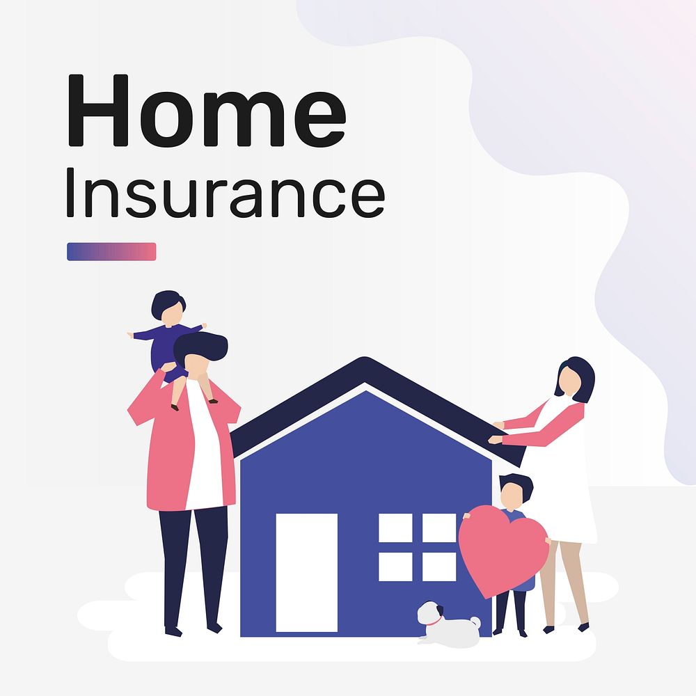 Home insurance template vector for social media post