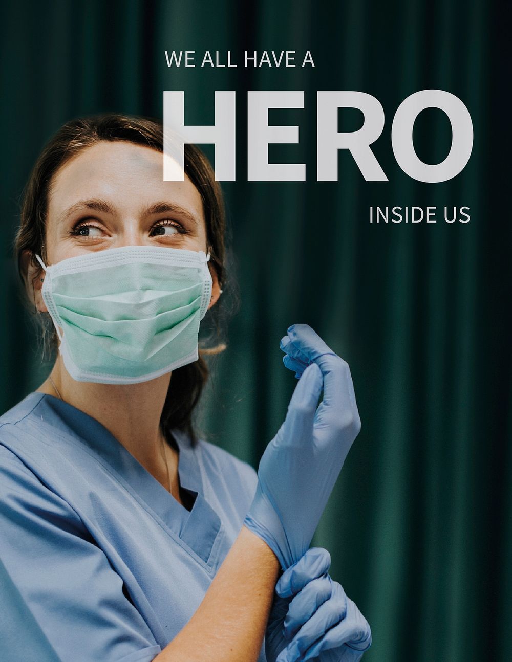 Hero healthcare worker template psd for flyer with editable text