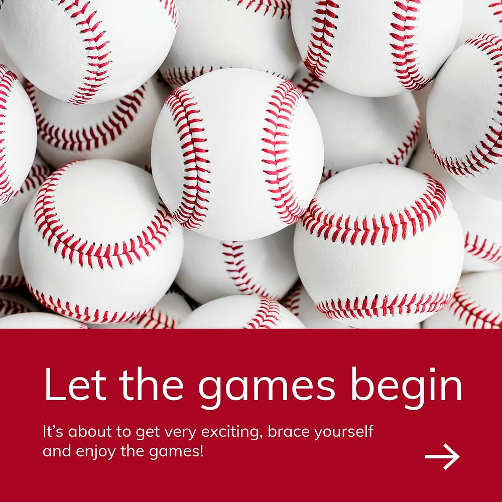 Baseball sports template psd motivational quote social media ad
