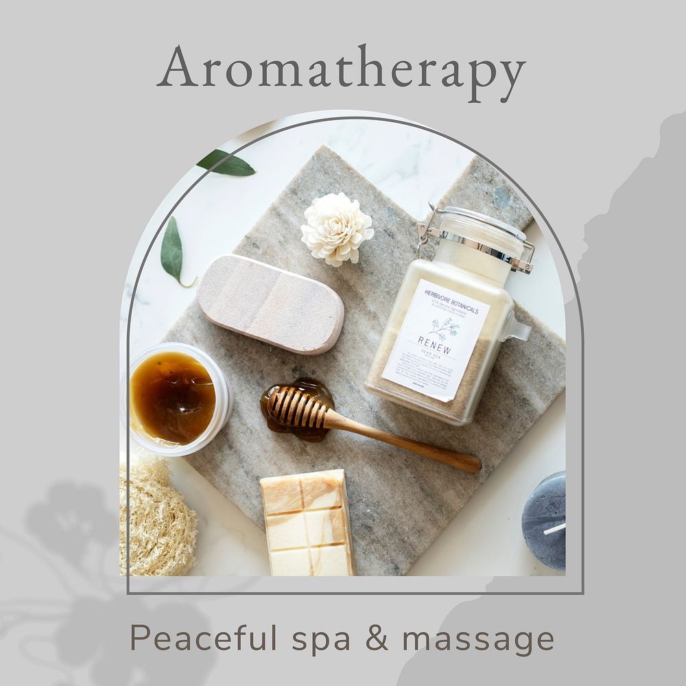 Aromatherapy wellness template psd/vector with spa body care products background