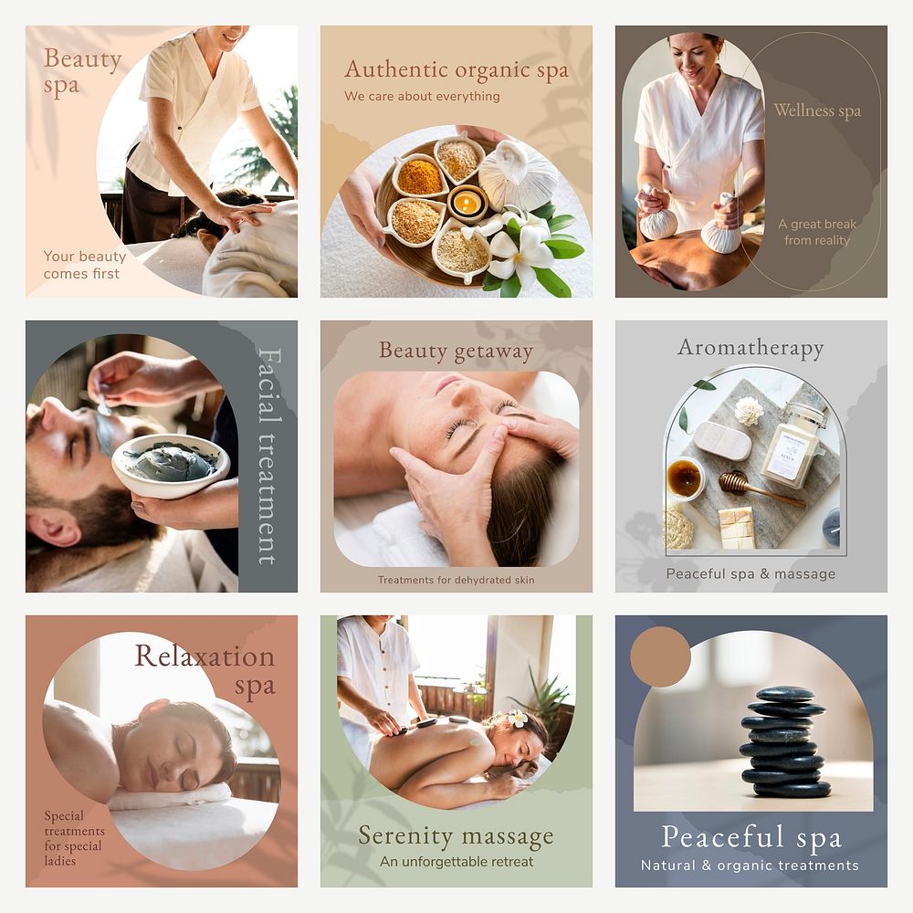 Wellness spa banner template psd compatible with AI for set