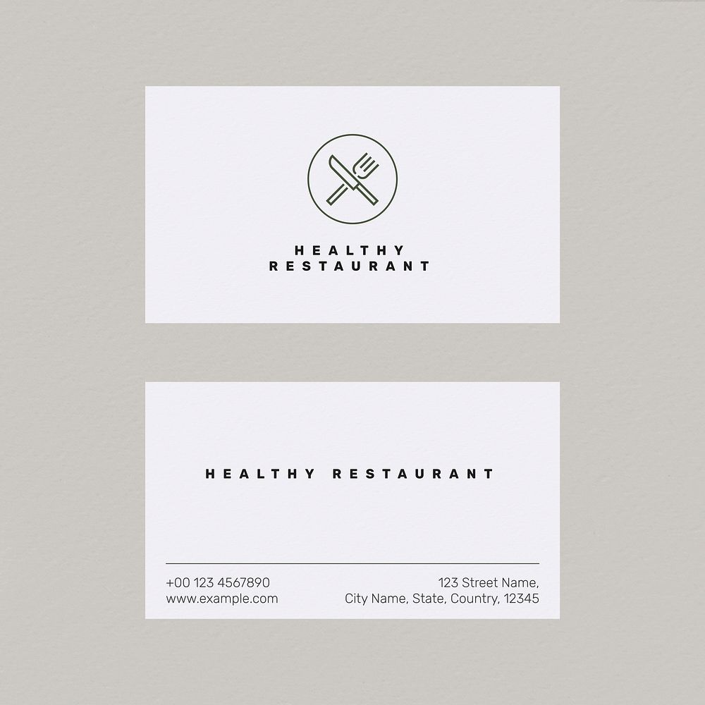 Restaurant business card template psd in front and rear view