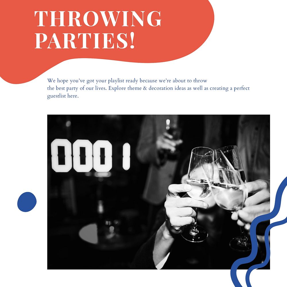 Throwing parties ad template psd event organizing social media post