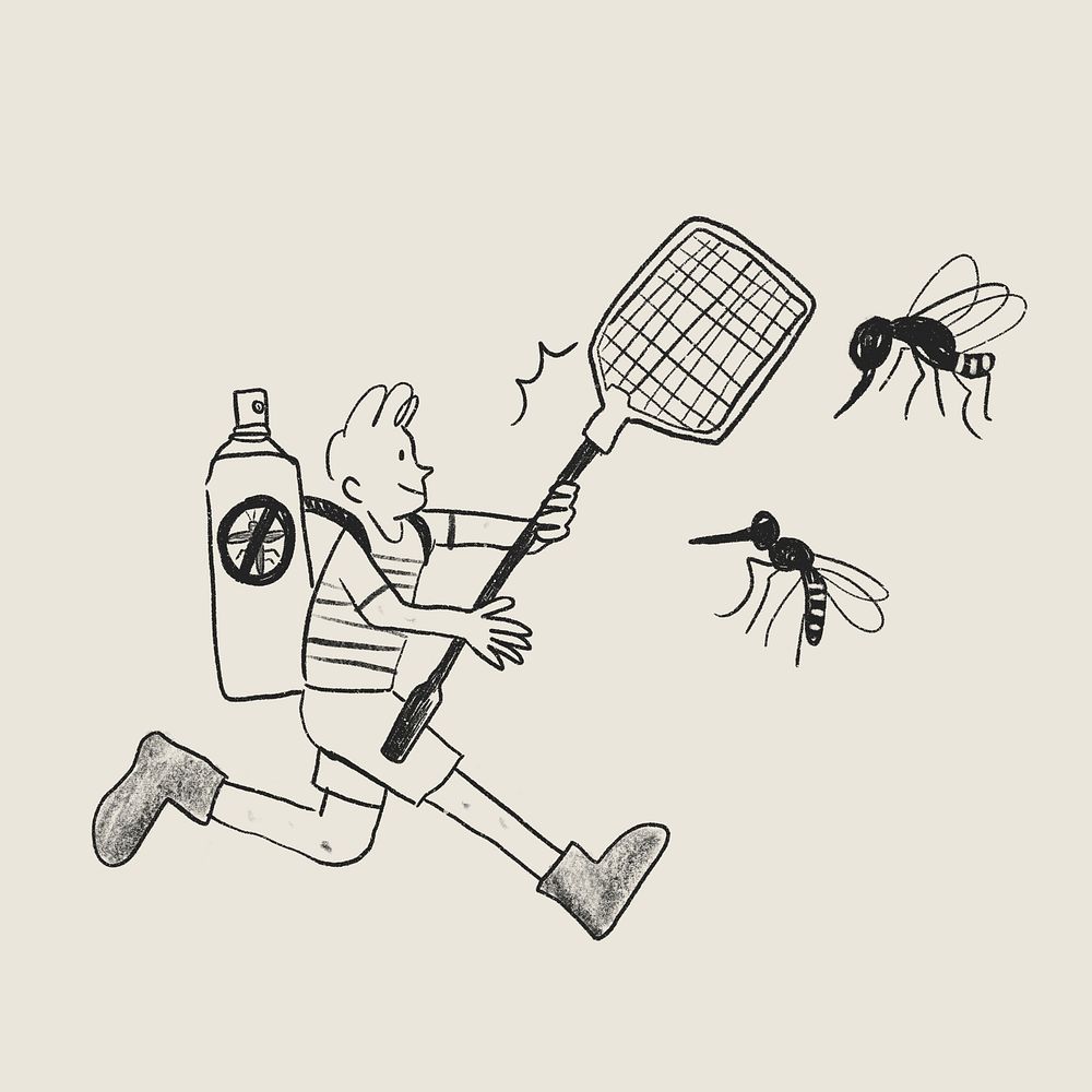 Mosquito repellent vector element preventing from insect bite healthcare doodle