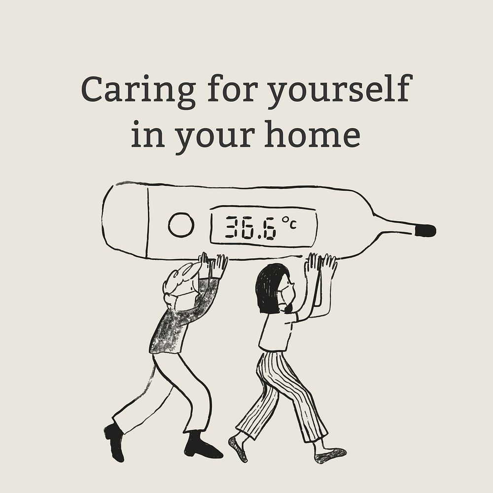 Caring for yourself template vector in your home healthcare social media advertisement