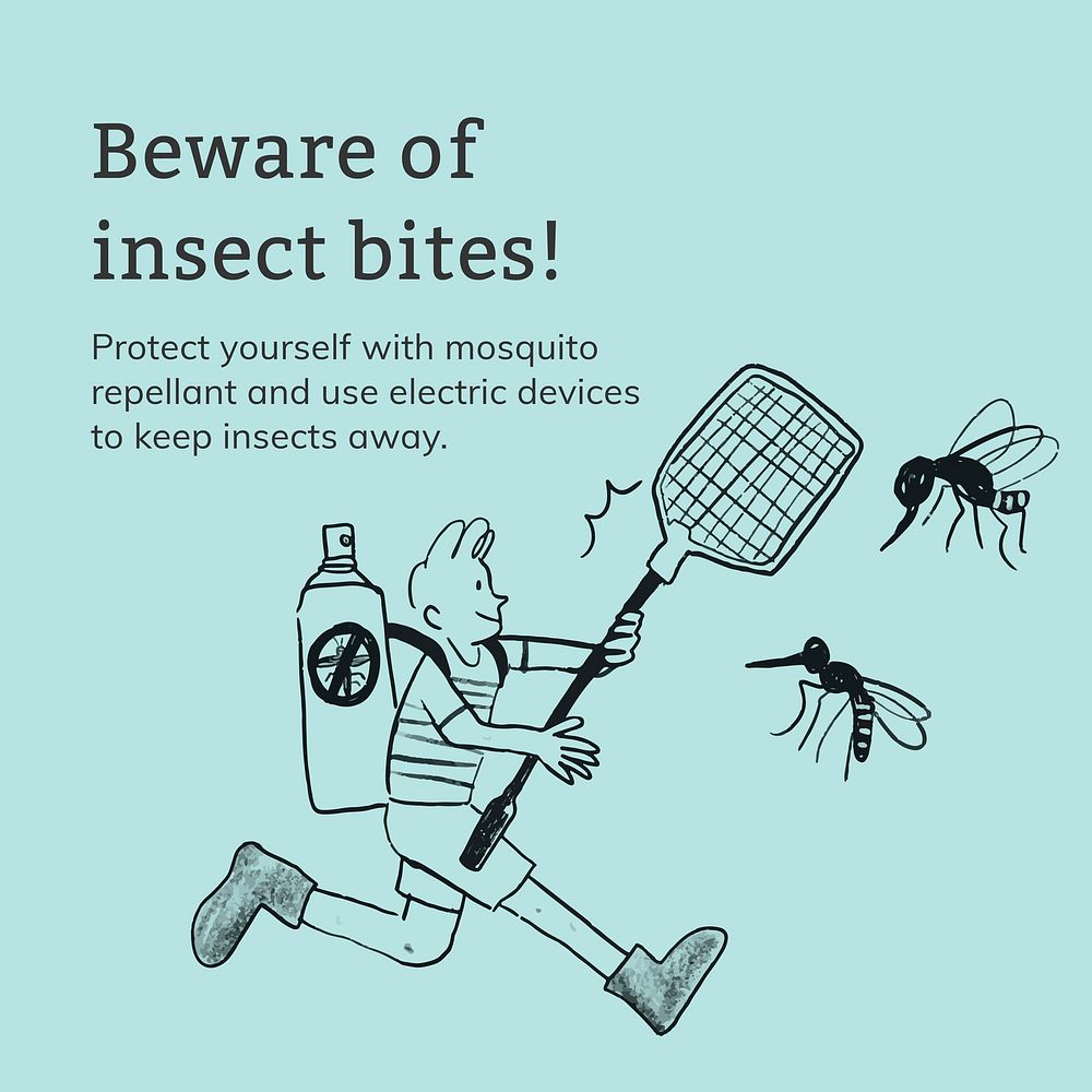 Insect bites template vector healthcare social media advertisement