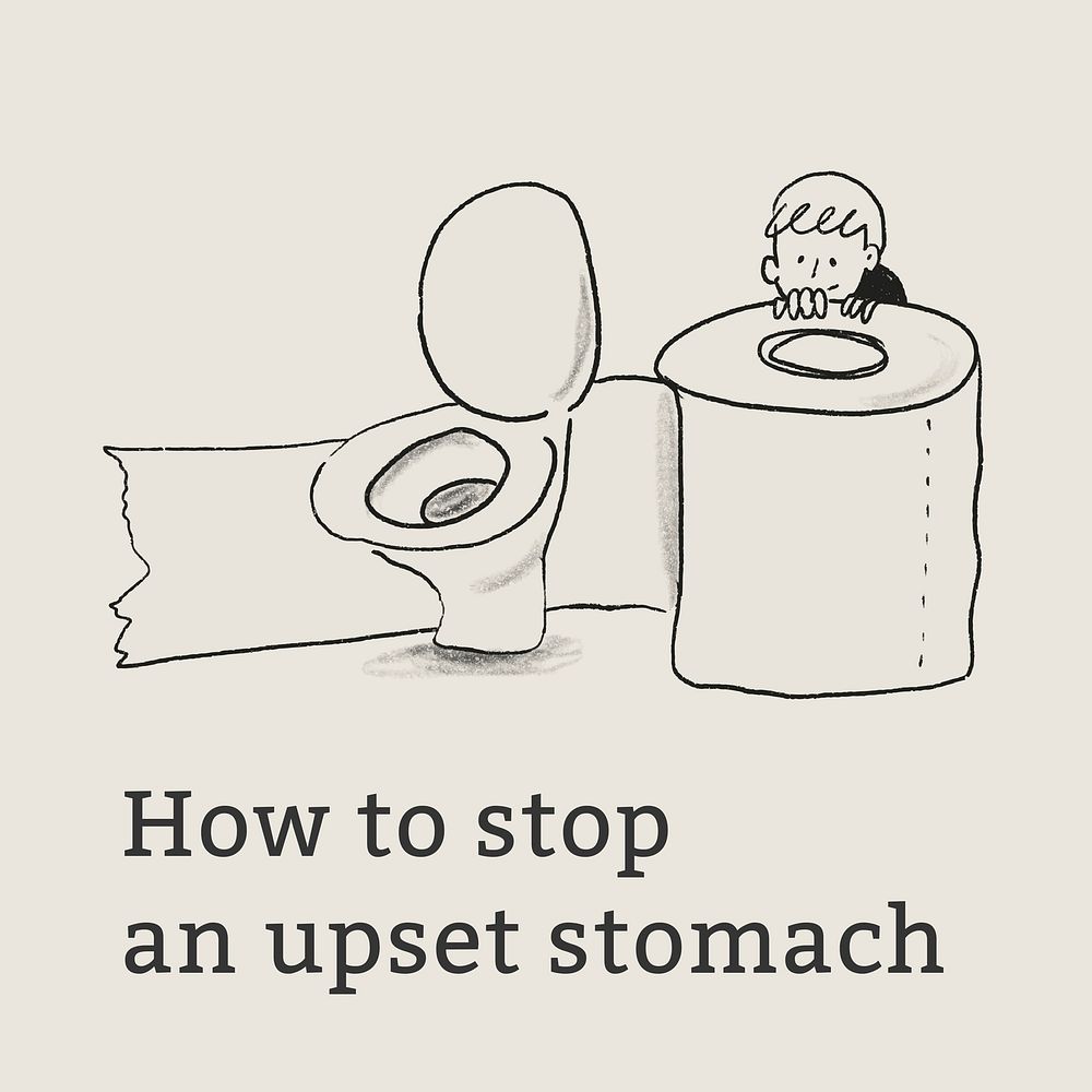 Stop upset stomach template vector healthcare social media advertisement