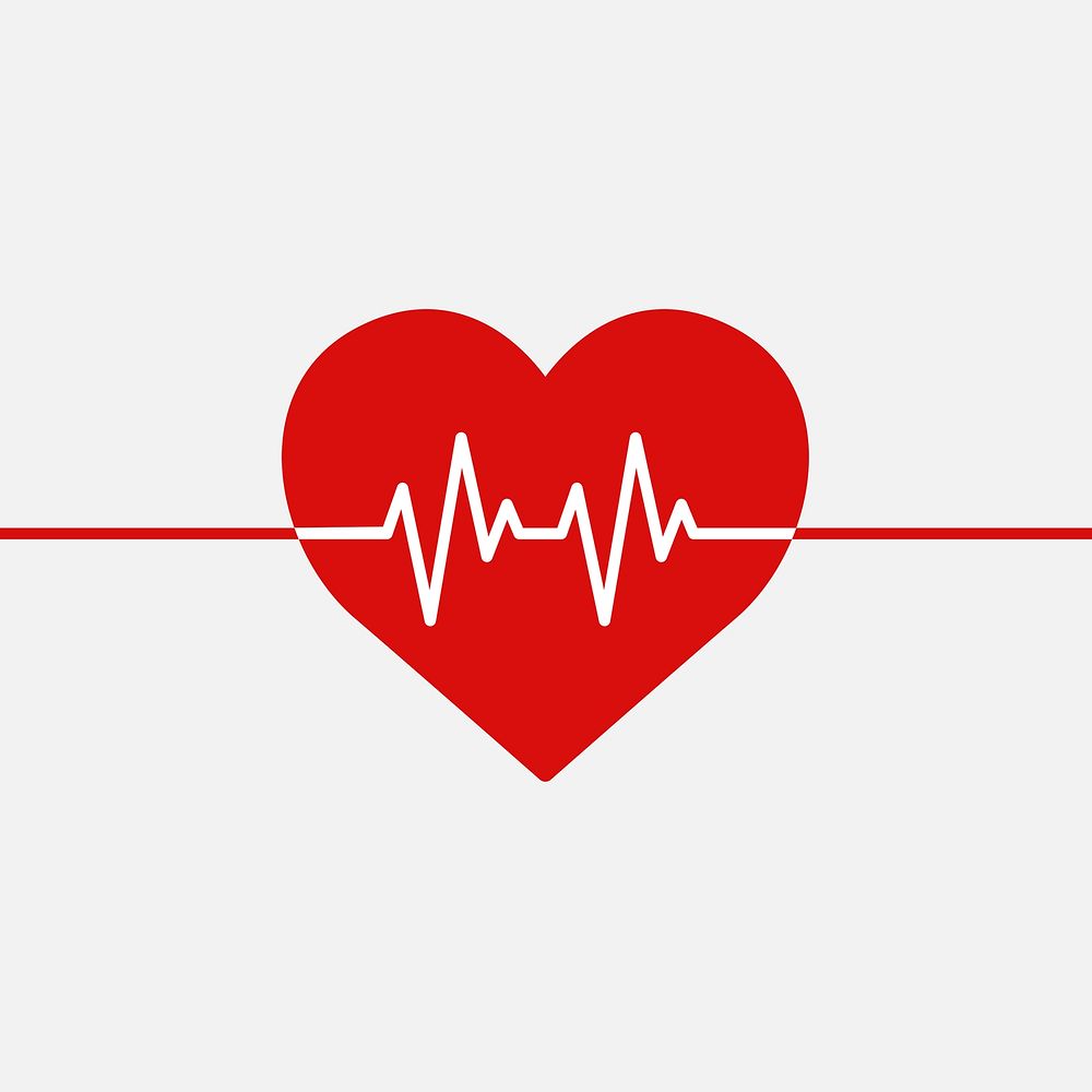 Red medical heartbeat line psd heart shape graphic in health charity concept