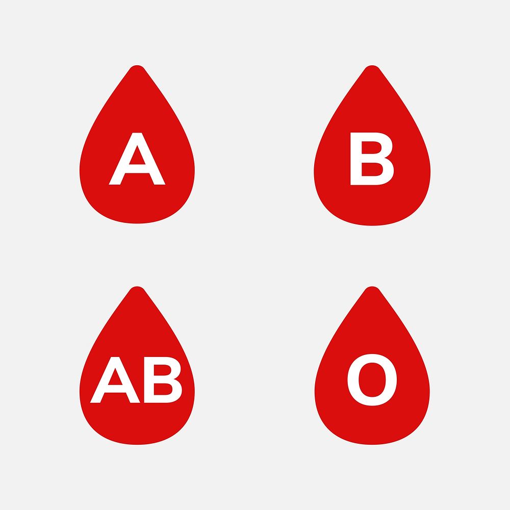 Blood types red icons vector red health charity illustration set