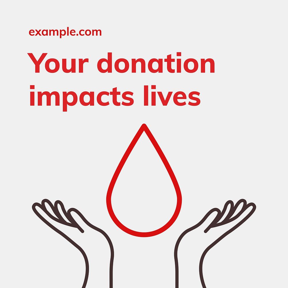 Donation impacts lives template vector health charity social media ad