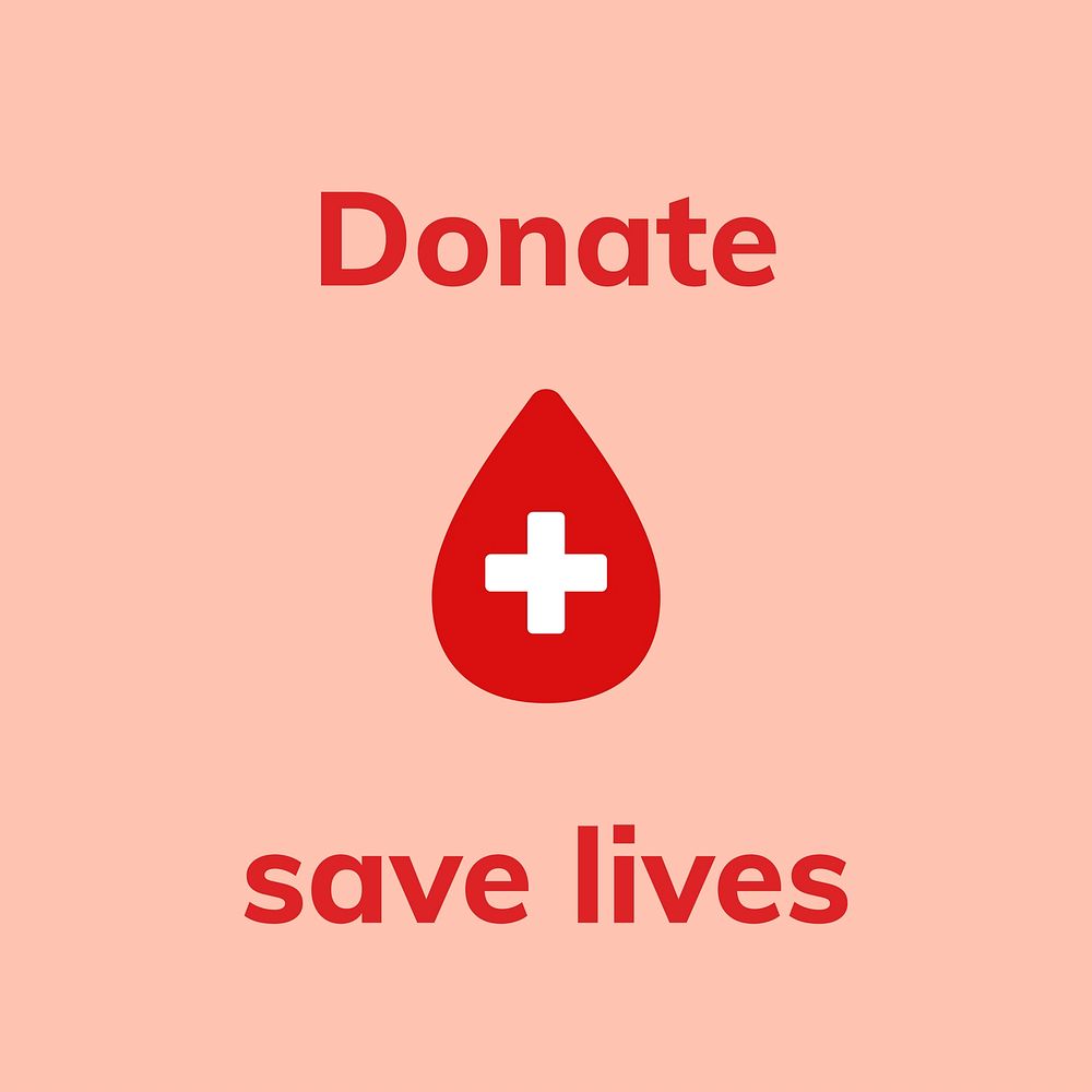 Donation save lives template vector health charity social media ad
