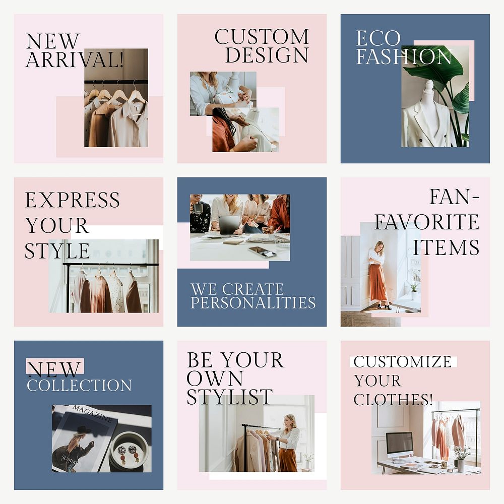 Fashion business post template vector set