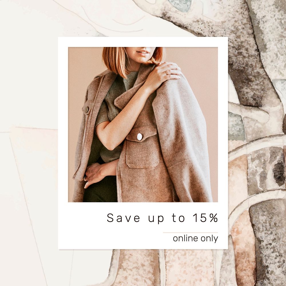 Fashion sale shopping template vector promotional aesthetic social media ad